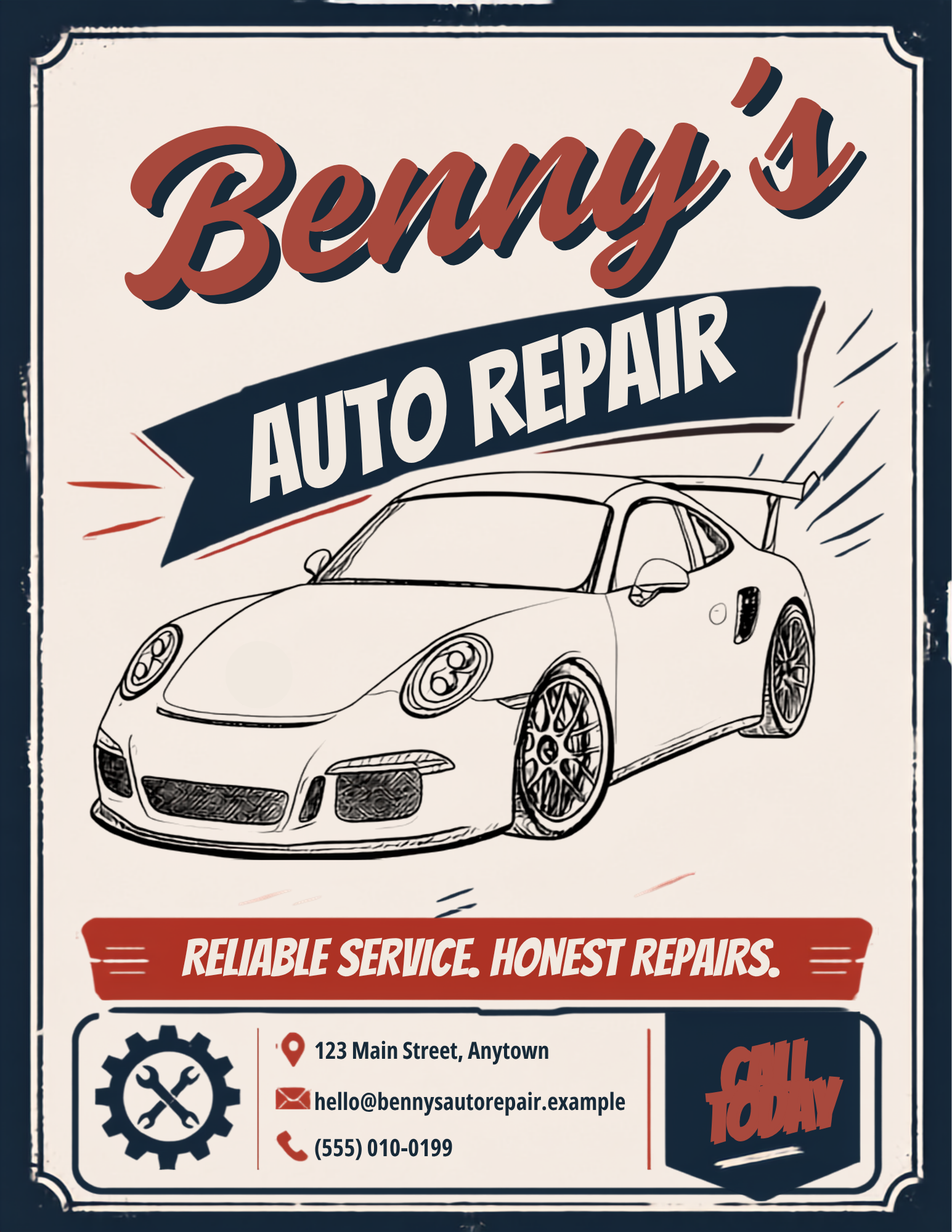 Benny’s Auto Repair — flyer design by Del Designs